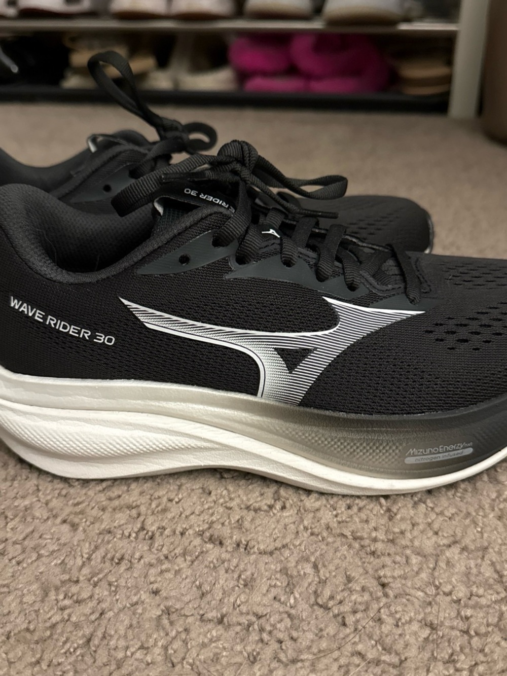 Mizuno Wave Rider 30 Women’s Running Shoes - Black with White Logo
